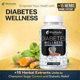 BioVeda Health Diabetes Wellness Capsules | Herbal Blood Sugar Support Supplement | Ayurvedic Formula for Insulin Balance, Metabolic Health & Daily Diabetic Care | Natural Wellness Capsules for Men & Women