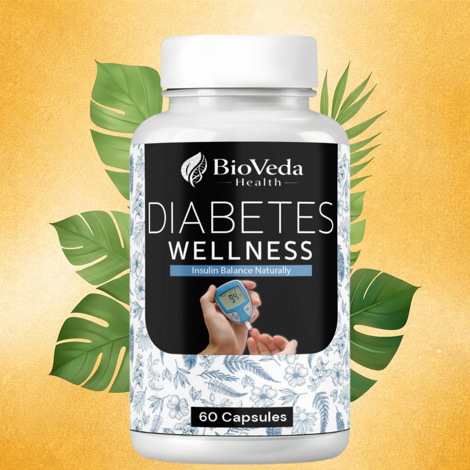 BioVeda Health Diabetes Wellness Capsules | Herbal Blood Sugar Support Supplement | Ayurvedic Formula for Insulin Balance, Metabolic Health & Daily Diabetic Care | Natural Wellness Capsules for Men & Women