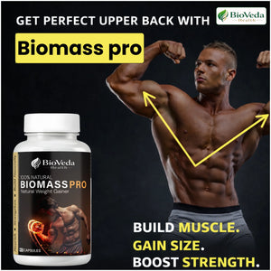 BioVeda Health Biomass Pro Natural Weight Gainer Capsules | Herbal Support for Healthy Weight Gain, Muscle Mass, Strength & Energy | Ayurvedic Wellness Formula for Men & Women