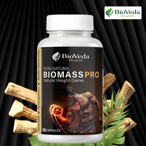 BioVeda Health Biomass Pro Natural Weight Gainer Capsules | Herbal Support for Healthy Weight Gain, Muscle Mass, Strength & Energy | Ayurvedic Wellness Formula for Men & Women