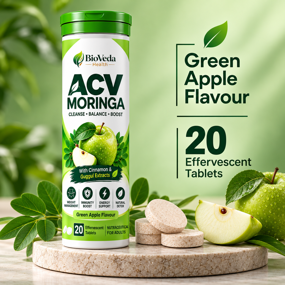 BioVeda Health ACV & Moringa Effervescent Tablets - Green Apple (20 Tablets)