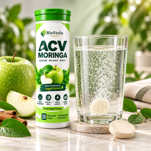 BioVeda Health ACV & Moringa Effervescent Tablets - Green Apple (20 Tablets)