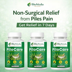 BioVeda Health Pilo Care Natural Capsules for Piles & Fissures | Herbal Support for Pain, Bleeding, Swelling & Digestive Comfort | Ayurvedic Formula for Hemorrhoid Care | 100% Natural Ingredients