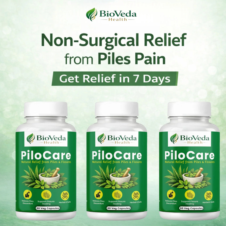 BioVeda Health Pilo Care Natural Capsules for Piles & Fissures | Herbal Support for Pain, Bleeding, Swelling & Digestive Comfort | Ayurvedic Formula for Hemorrhoid Care | 100% Natural Ingredients